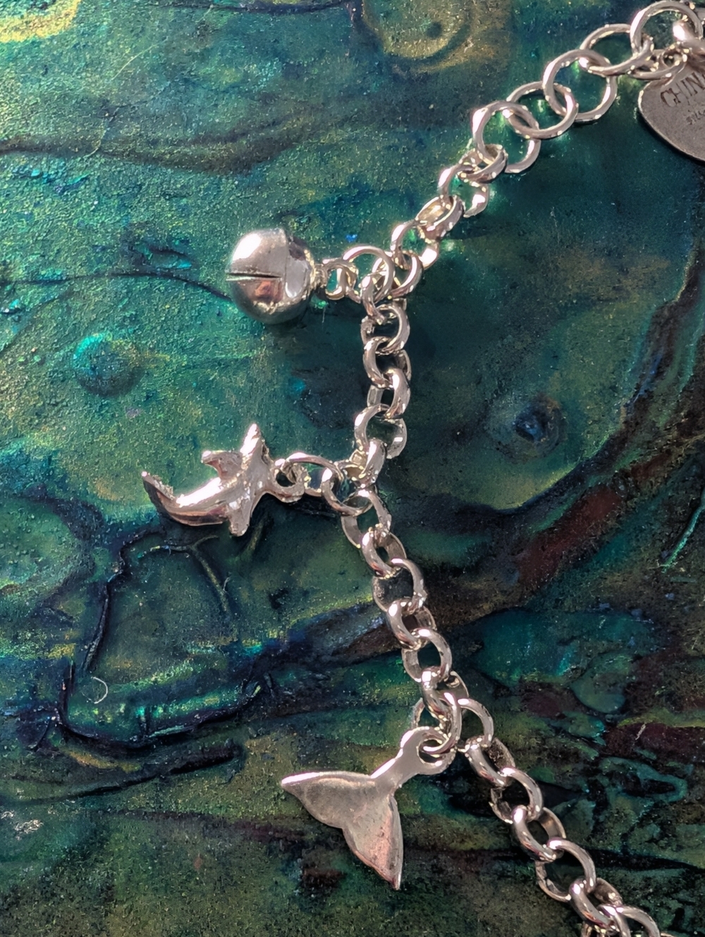 8" 925 Solid Sterling Silver Mini Sea Creature Ocean Charm Bracelet - Picture 6 of 10